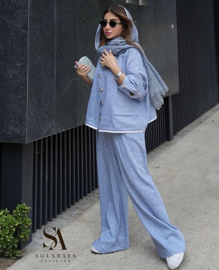 Sky blue ست للصيف والسفر بلون