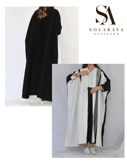 تصميم كلاسيكي بقماش لينن طبيعي وتناسق اللونين عجيب مابين الابيض والاسود