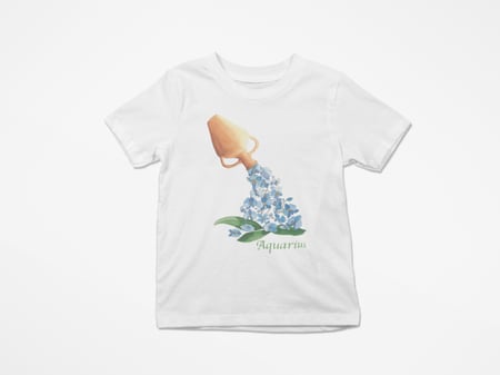 تيشيرت اطفال برج الدلو– قطن 100٪ – مطبوع بالألوان المائية