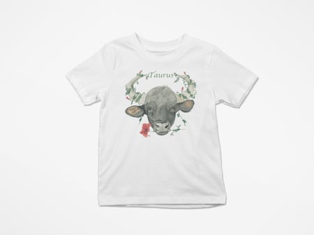 تيشيرت اطفال برج الثور – قطن 100٪ – مطبوع بالألوان المائية