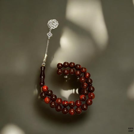 سبح أكريليك نبيتي غامق حبه دائرية