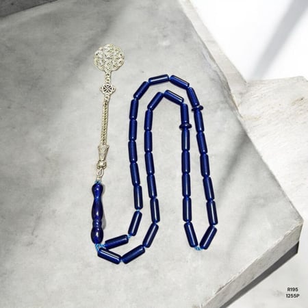 سبحة أكريليك زرقاء حبة طويلة