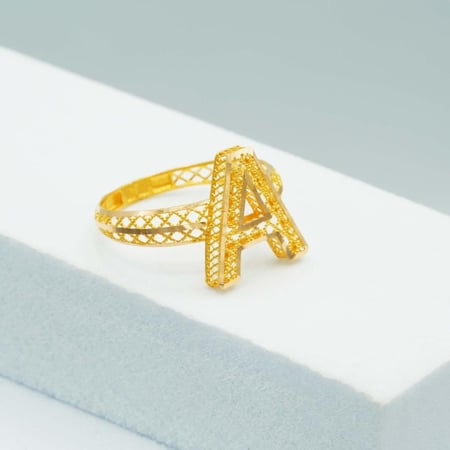 خاتم ذهب نسائي عيار 21  ( A ) (R6236)