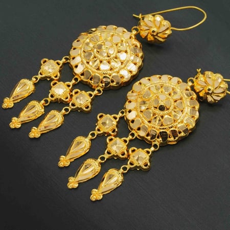 حلق ذهب كرسي جابر عيار 21 (E6127)