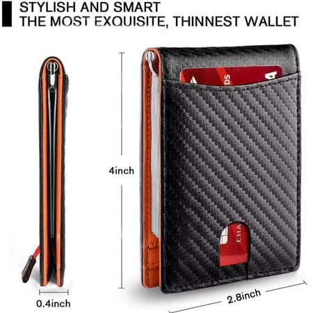 محفظة رفيعة للرجال مع مشبك نقود بخاصية حجب تقنية تحديد الهوية