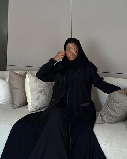 عباية بليزر مبطن كتان اسود