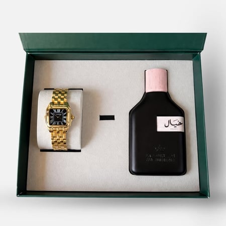 بكج فاخر مكون من عطر نسائي وساعة نسائية