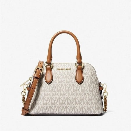 حقيبة كروس فيرونيكا جلدية صغيرة بشعار ماركة مايكل كورس فانيلا