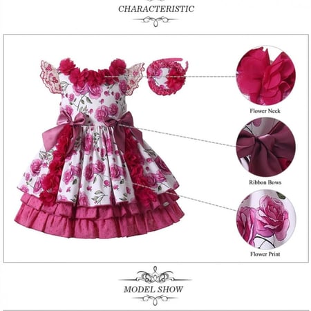 فستان بنات أسباني مع طوق شعر