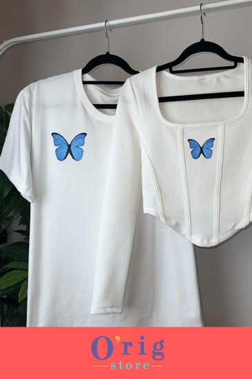 تيشيرت وتوب الفراشة الزرقاء