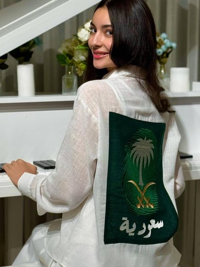 قميص كتان كم طويل- بصمة سعودية