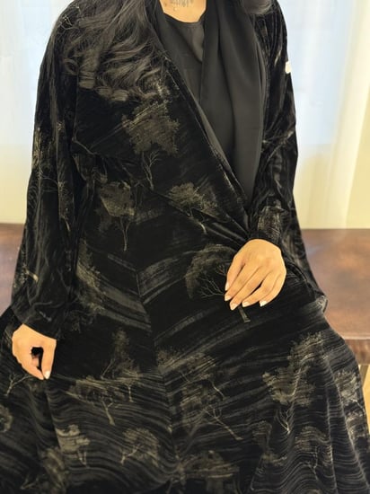 مخمل اسود مشجر مطبوع