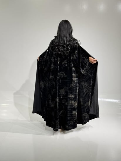 مخمل اسود مشجر مطبوع