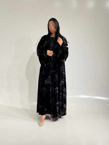 مخمل اسود مشجر مطبوع