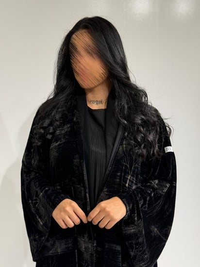 مخمل اسود مشجر مطبوع