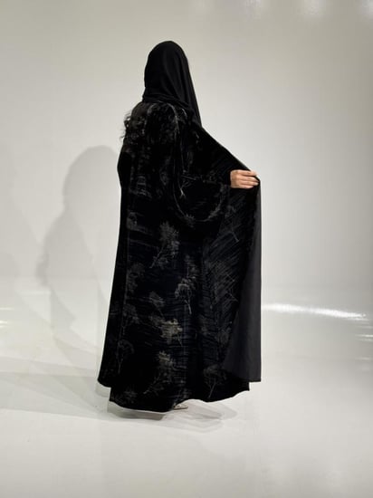 مخمل اسود مشجر مطبوع