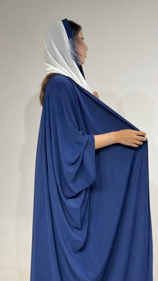 عباية فراشة جاكار أزرق