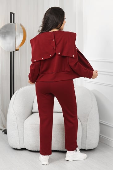 ترنج شتوي كاجوال بأزرار كبس وأكمام طويلة وياقة على شكل قبعة