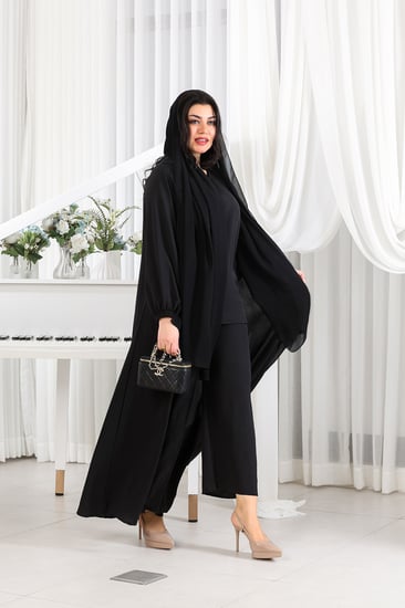 طقم نسائي كاجوال سادة 3 قطع جاكيت طويل