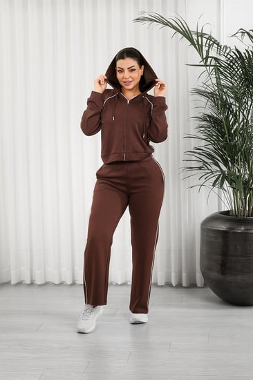 ترنج شتوي كاجوال سحاب بأكمام طويلة وقبعة