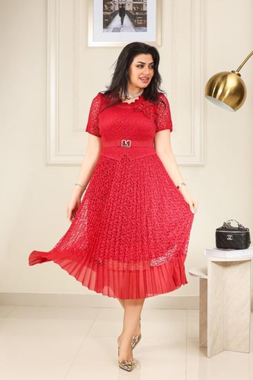 فستان كلاسيكي مكسر شيفون نصف كم