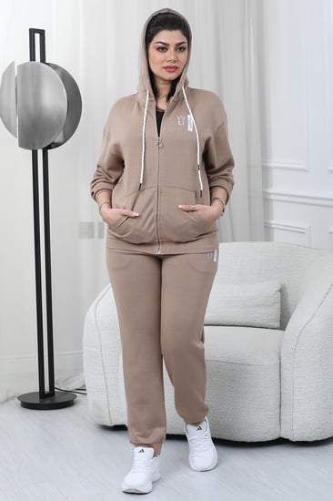 ترنج شتوي كاجوال هودي بسحاب وبنطال