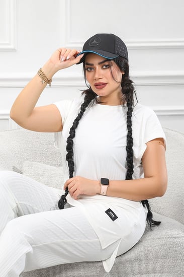 ترنج نسائي كاجوال ريب سادة تيشرت طويل ربع كم وبنطال عريض