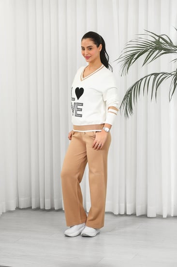 ترنج شتوي كاجوال لونين بأكمام طويلة وياقة V