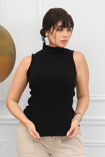 هاينك نسائي بلا أكمام ذات ياقه قصيرة