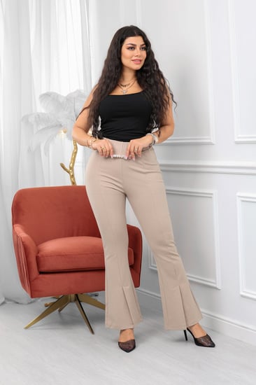 بنطال كاجوال نسائي كلوش بأرجل واسعة