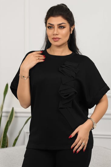 ترنج نسائي كاجوال طبي صيفي بنطال مع تيشرت بياقة دائرية