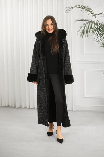 فروة شتوية مبطنة طويلة مونسة