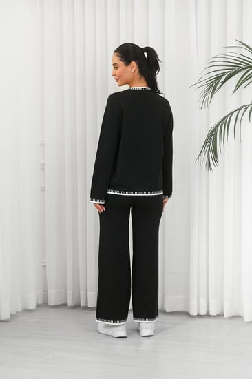 ترنج شتوي كاجوال بأكمام طويلة وياقة مدورة وجيب صغيرة