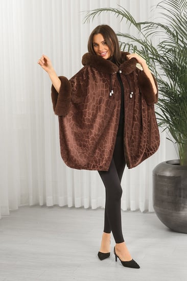 شال شتوي فرو مع قبعة