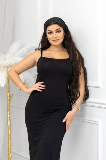 فستان ميدي بطول يصل لمنتصف الساق قطن بلا أكمام