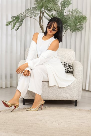 طقم نسائي كاجوال سادة 3 قطع جاكيت طويل مزود بجيب