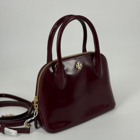 حقيبة توري بورش ايمرسون دوم لماع عنابي فوري | Tory Burch Emerson Patent Micro Satchel - Burgundy