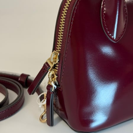 حقيبة توري بورش ايمرسون دوم لماع عنابي فوري | Tory Burch Emerson Patent Micro Satchel - Burgundy