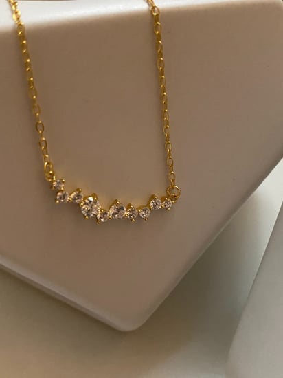 سلسلة فضة عيار 925 مطلية بالذهب عيار 18 مع زركون
