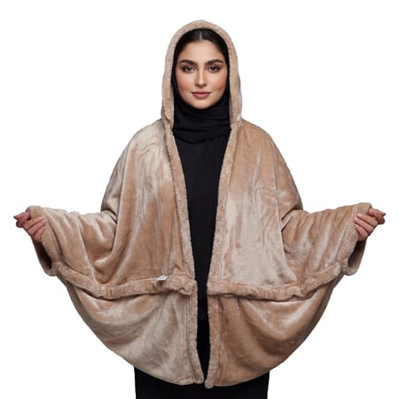 جاكيت بطانيه بقبعة بيج