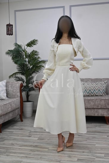 فستان ميدي جاكيت اكمام بوف