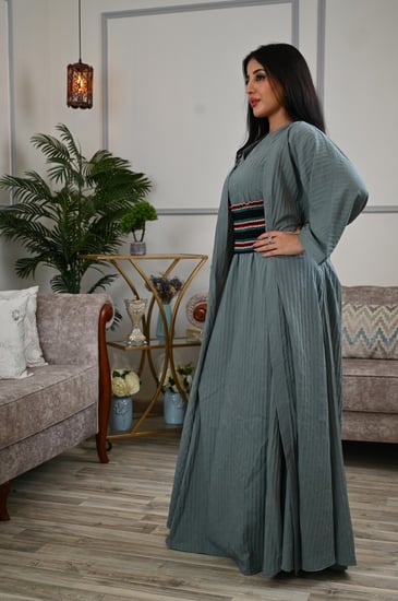 جلابية قطعتين بحزام مطاط