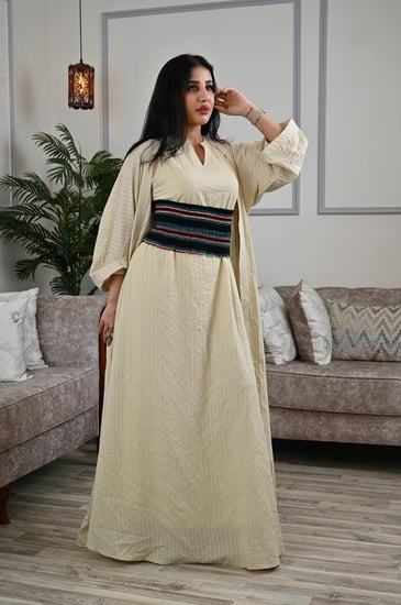 جلابية قطعتين بحزام مطاط