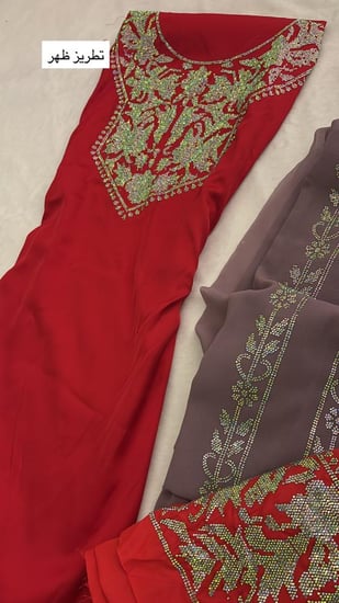 حرير ايطالي متروس كرستال امام وخلف مع البشت الشيفون والسروال