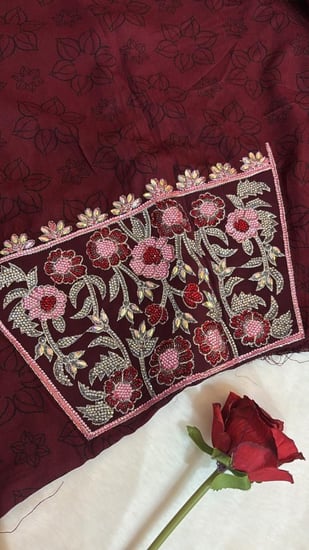 كشميري مطرز ومتروس كرستال باكمام عربي