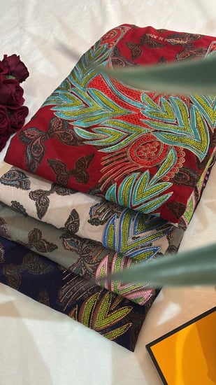 كشميري مطرز ومتروس كرستال موديل عربي