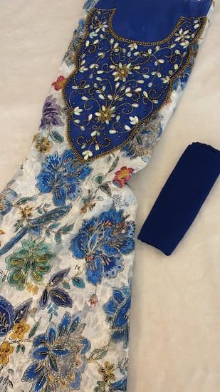 شيفون تركي جاكار فاخر شغل يدوي مع الشيله