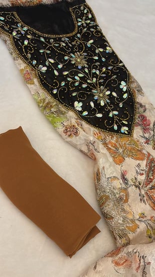 شيفون تركي جاكار فاخر شغل يدوي مع الشيله