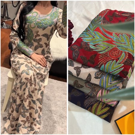 كشميري مطرز ومتروس كرستال موديل عربي