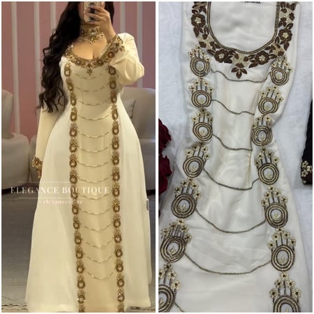 شيفون مطرز ومتروس كرستال (بدون بطانه)